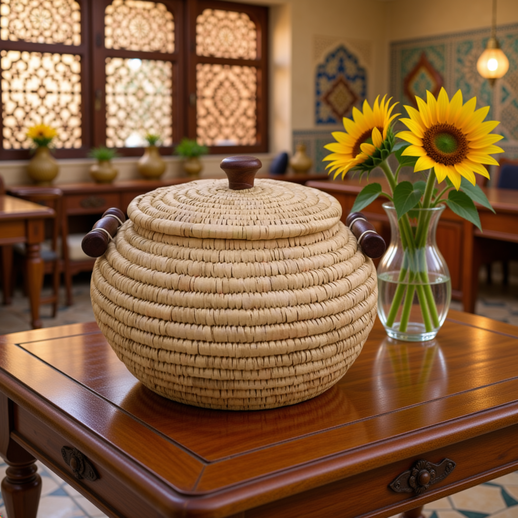 خمره حصیری دسته چوبی